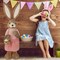 Easter Bunny Decor, 2.7FT Large Rabbit Statue with Easter Basket Eggs Outdoor Decorations, Straw Standing Bunnies Figurine Spring Decor for Porch Home Farmhouse Entryways Photo Props (Girl)